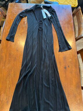 Devon Windsor Lucia Robe Black Long Sleeve Maxi Dress Small NWT